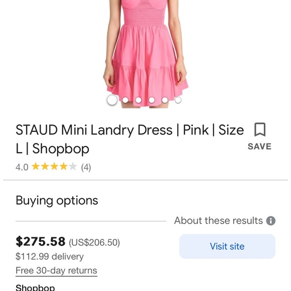 Staud mini dress in grapefruit color - Picture 2 of 4